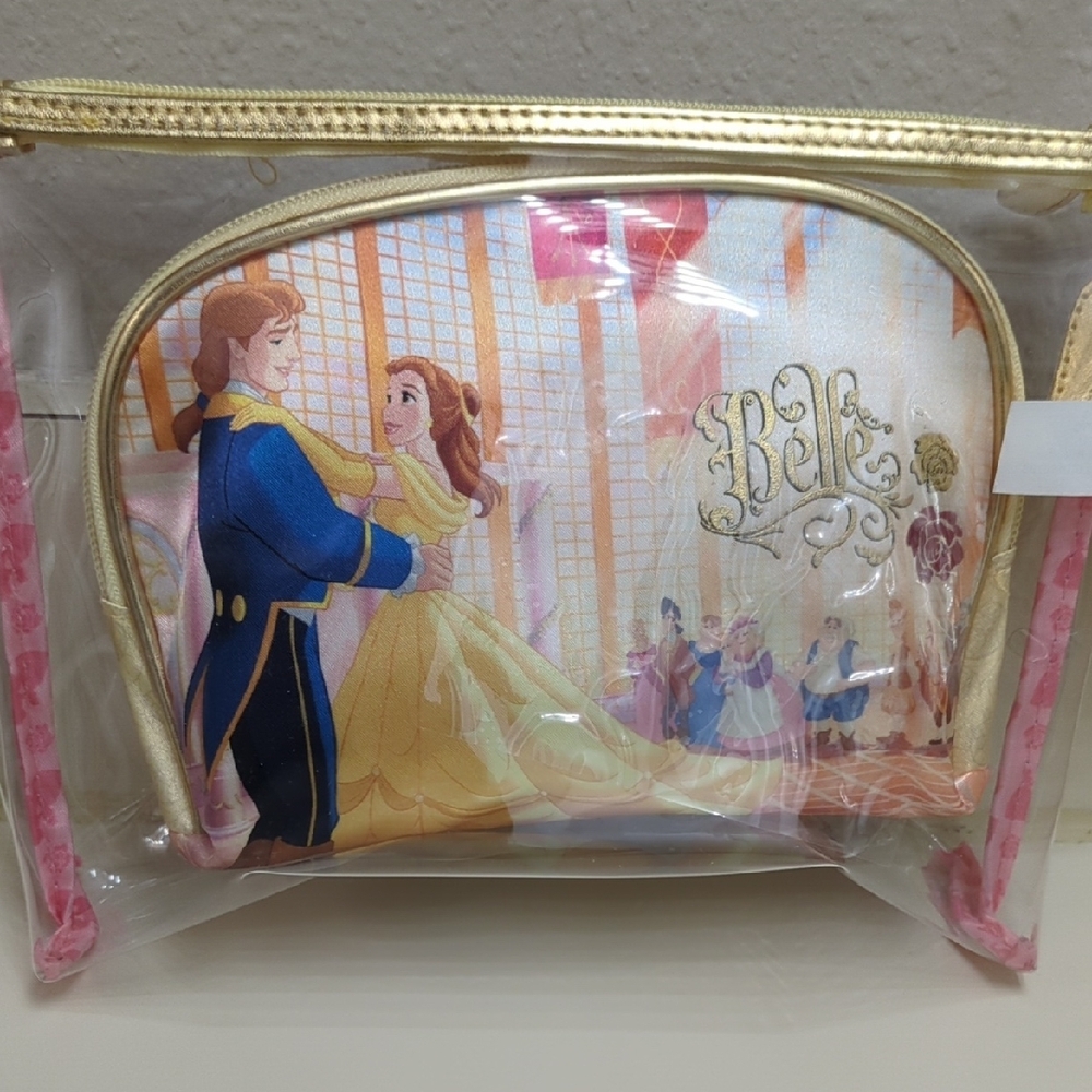Disney Belle Cosmetic Bag - Gold and Pink